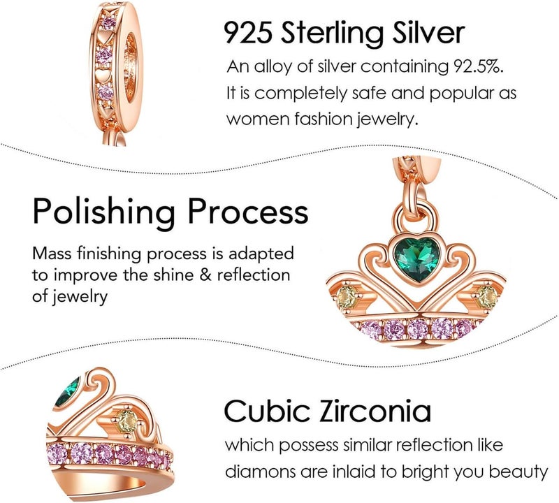 DATOUQI Queen Happy Birthday Hot Air Balloon Family Puppy Charm 925 Sterling Silver Charms for Bracelets and Necklaces Mother's Day Charms for Women - Image 5